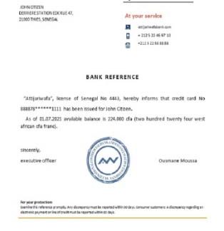 Senegal Attijariwafa bank reference download template file