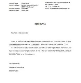 Senegal Banque Atlantique closure reference download template file