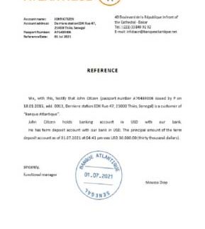 Senegal Banque Atlantique reference download template file