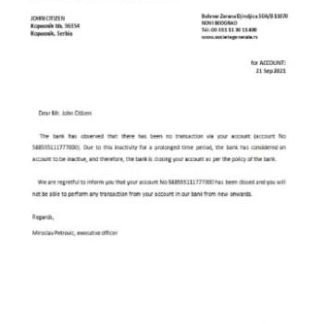 Serbia Societe Generale closure reference download template file