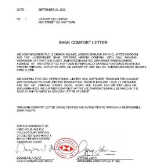 Singapore HSBC Bank Reference letter download template file