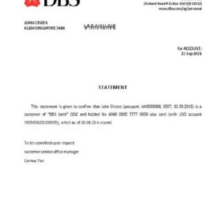 Singapore DBS bank closure reference download template file