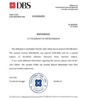 Singapore DBS bank reference download template file