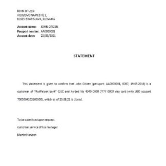 Slovakia Raiffeisen closure reference download template file