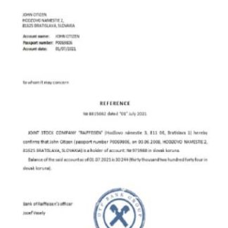 Slovakia Raiffeisen reference download template file