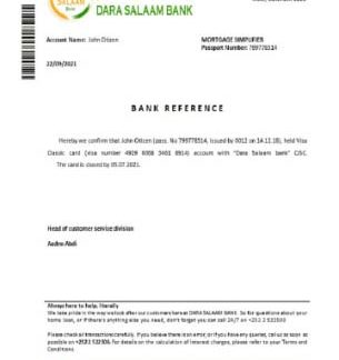 Somalia Dara Salaam bank closure reference download template file