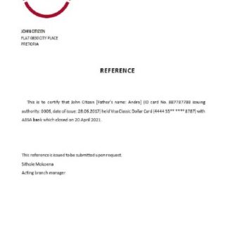 South Africa ABSA bank closure reference download template file