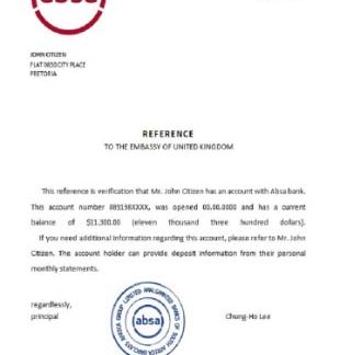 South Africa ABSA bank reference download template file