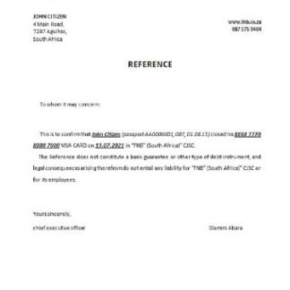 South Africa FNB closure reference download template file