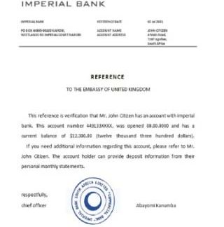 South Africa Imperial bank reference download template file
