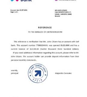 Spain Self bank reference download template file