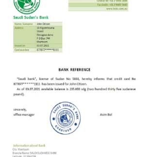 Sudan Saudi Sudan's bank reference download template file