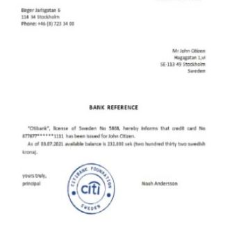 Sweden Citibank reference download template file