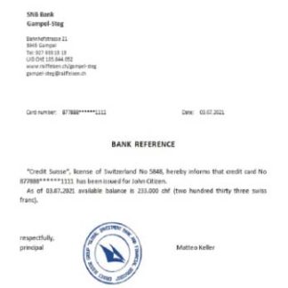 Switzerland Credit Suisse reference download template file