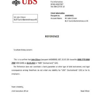 Switzerland UBS closure reference download template file