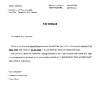 Taiwan Land Bank of Taiwan closure reference download template file