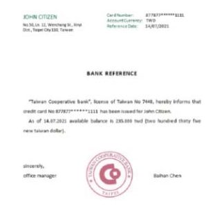 Taiwan Taiwan Cooperative Bank reference download template file