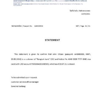 Thailand Bangkok bank closure reference download template file