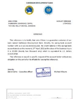 Barbados Caribbean Development Bank reference download template file