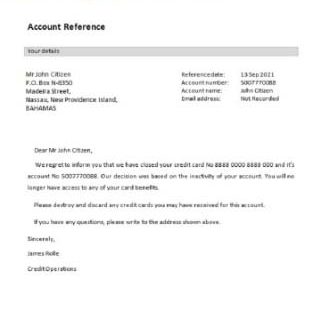 The Bahamas I bob bank of solutions closure reference download template file