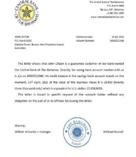 The Bahamas The central bank of The Bahamas reference download template file