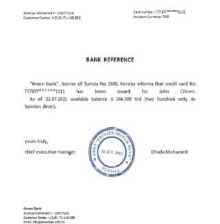 Tunisia Amen bank reference download template file