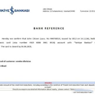 Turkey Is Bankasi closure reference download template file