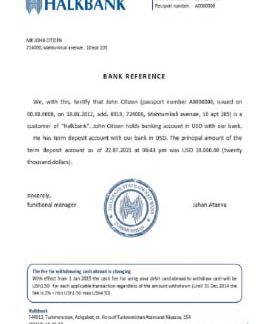 Turkmenistan Halkbank reference download template file