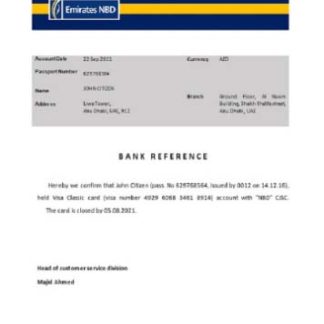 UAE Emirates NBD closure reference download template file