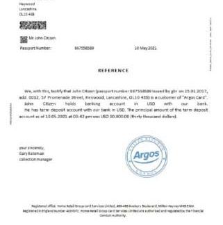 United Kingdom Argos Card closure reference download template file