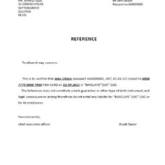 United Kingdom Bank of Aston reference download template file