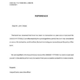 United Kingdom HSBC closure reference download template file