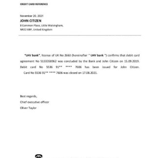 United Kingdom LHV balance reference download template file