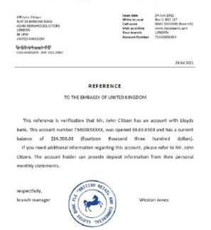 United Kingdom Lloyds Bank closure reference download template file