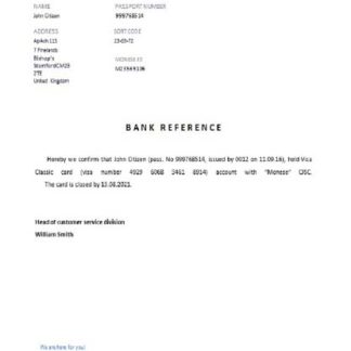 United Kingdom Metro bank reference download template file