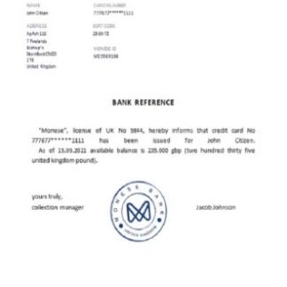 United Kingdom Monese closure reference download template file