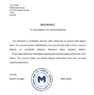 United Kingdom Monzo bank closure reference download template file