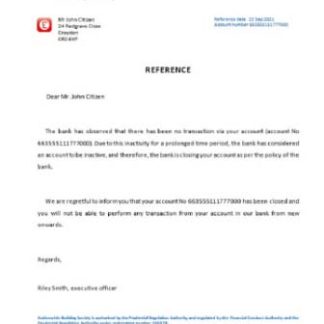 United Kingdom Monzo bank reference download template file