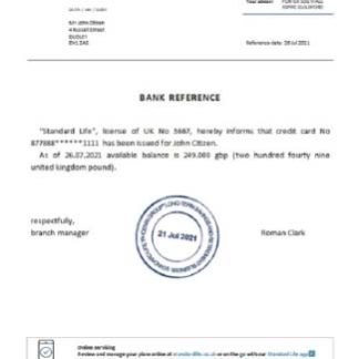 United Kingdom Standard Life closure reference download template file