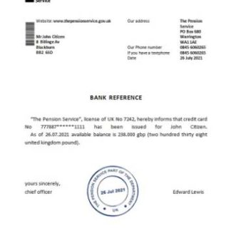 United Kingdom The Pension Service closure reference download template file