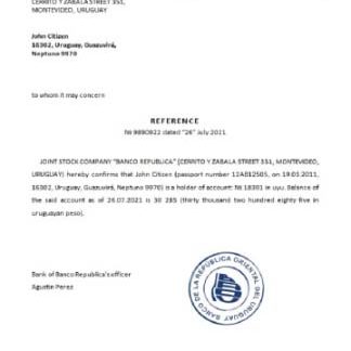 Uruguay Banco República reference download template file