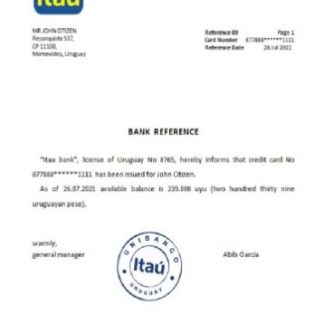 Uruguay Itau bank reference download template file