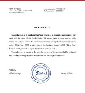 USA 5Point Bank reference download template file