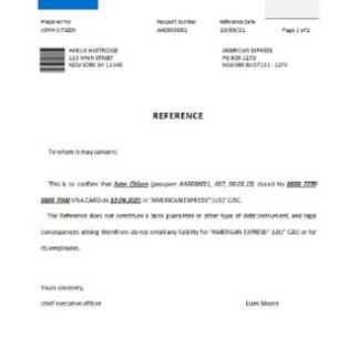 USA American Express closure reference download template file