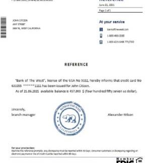 USA Bank of the West reference download template file