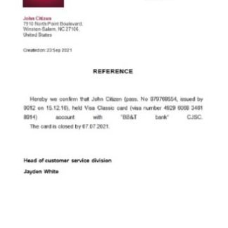 USA BB&T closure reference download template file