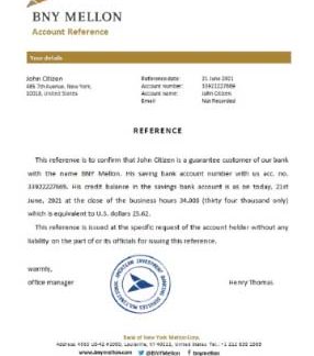 USA BNY Mellon reference download template file