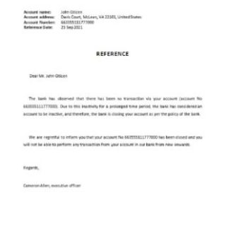 USA Capital One closure reference download template file