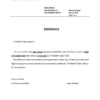 USA Citibank closure reference download template file