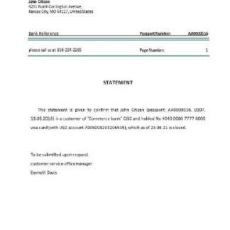 USA Commerce bank closure reference download template file